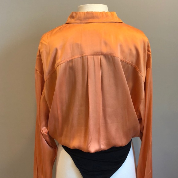 Vintage Alberto Makali Orange Silk Bodysuit Sz L - Picture 5 of 8